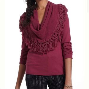 Anthropologie Fringe Cowl Sweater